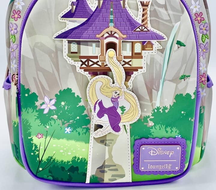 Loungefly Tangled Mini Backpack Rapunzel Swinging From the Tower Bag Front Character Applique Straight