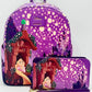 Loungefly Tangled Night Mini Backpack Disney Rapunzel Bag & Purse Set Front Full View Handbag And Wallet