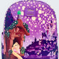 Loungefly Tangled Night Mini Backpack Disney Rapunzel Bag & Purse Set Handbag Front Full View
