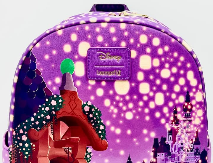 Loungefly Tangled Night Mini Backpack Disney Rapunzel Bag & Purse Set Handbag Front Top Logo