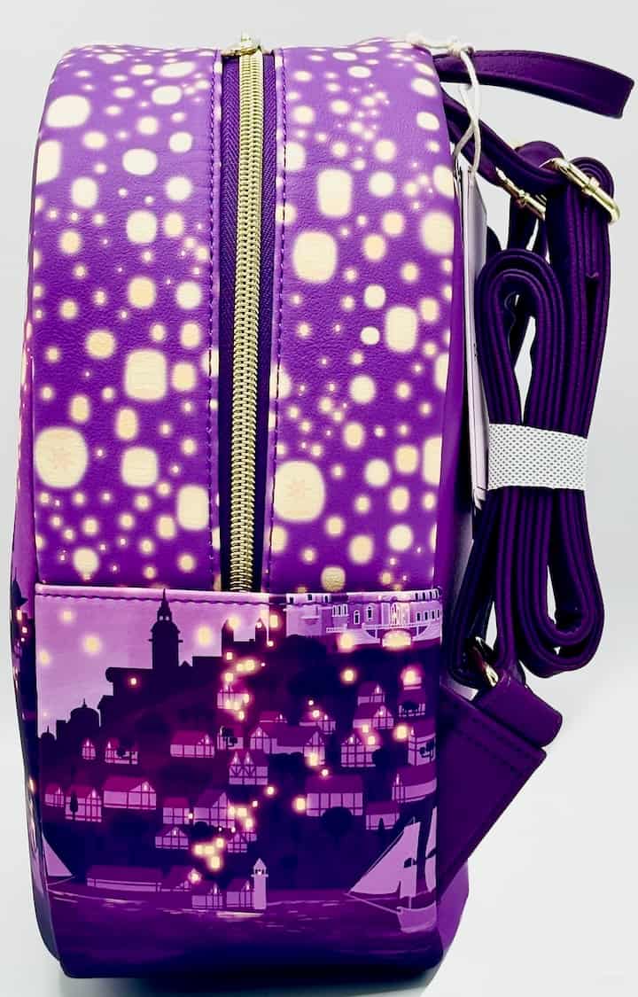 Loungefly Tangled Night Mini Backpack Disney Rapunzel Bag & Purse Set Handbag Left Side