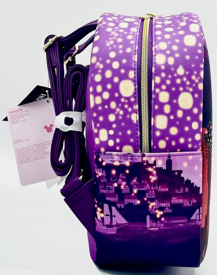 Loungefly Tangled Night Mini Backpack Disney Rapunzel Bag & Purse Set Handbag Right Side