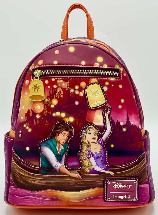 Loungefly Tangled Rapunzel Flynn Boat Mini Backpack Disney Lantern Bag Front Full View