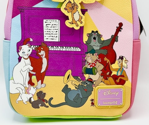 Loungefly The Aristocats Jazz Party Scene Mini Backpack Disney Bag Front Cat Artwork