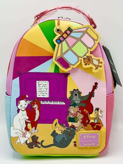 Loungefly The Aristocats Jazz Party Scene Mini Backpack Disney Bag Front Full View Chandelier Left