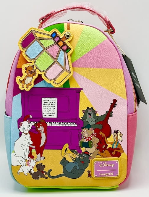 Loungefly The Aristocats Jazz Party Scene Mini Backpack Disney Bag Front Full View Chandelier Right