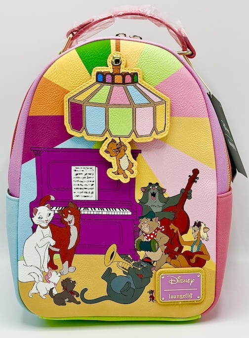 Loungefly The Aristocats Jazz Party Scene Mini Backpack Disney Bag Front Full View Chandelier Straight