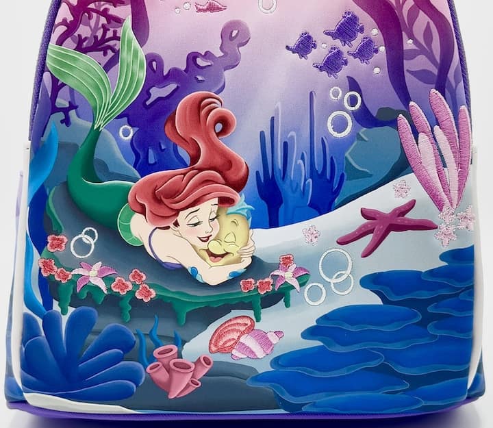 Loungefly The Little Mermaid Mini Backpack Ariel Under the Sea Bag Front Artwork