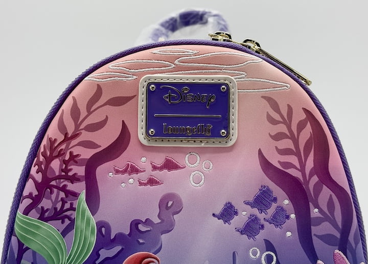 Loungefly The Little Mermaid Mini Backpack Ariel Under the Sea Bag Front Enamel Logo