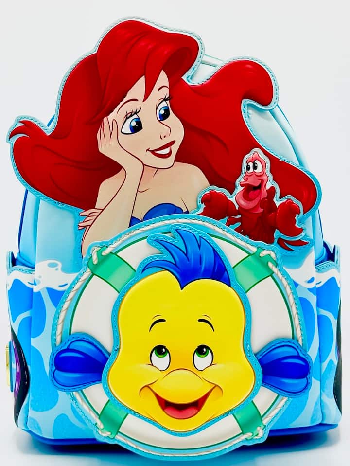 Loungefly The Little Mermaid Mini Backpack Disney Ariel Flounder Bag Front Full View