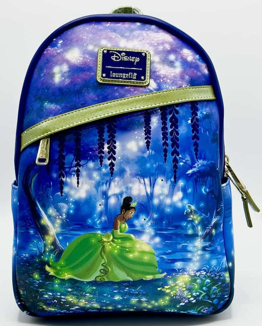 Loungefly Tiana Light Up Mini Backpack Disney Glow In The Dark Bag Front Full View