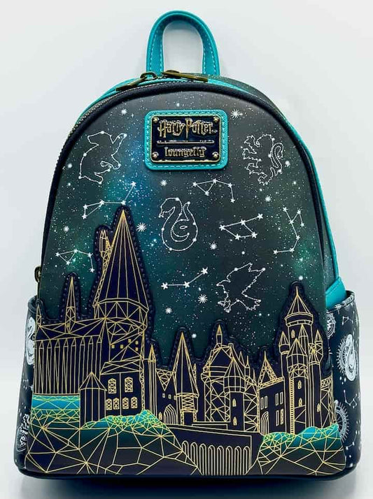 Loungefly Hogwarts Constellations Mini Backpack Harry Potter Glow Bag Front Full View