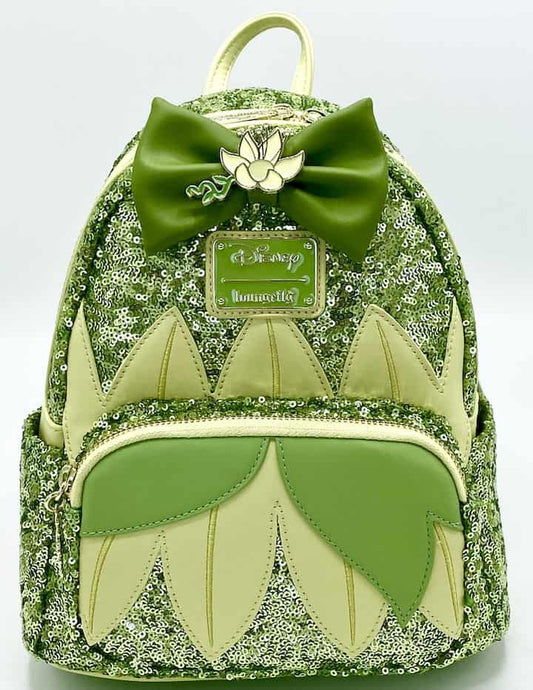 Loungefly Tiana Sequin Mini Backpack Disney Princess and the Frog Bag Front Full View