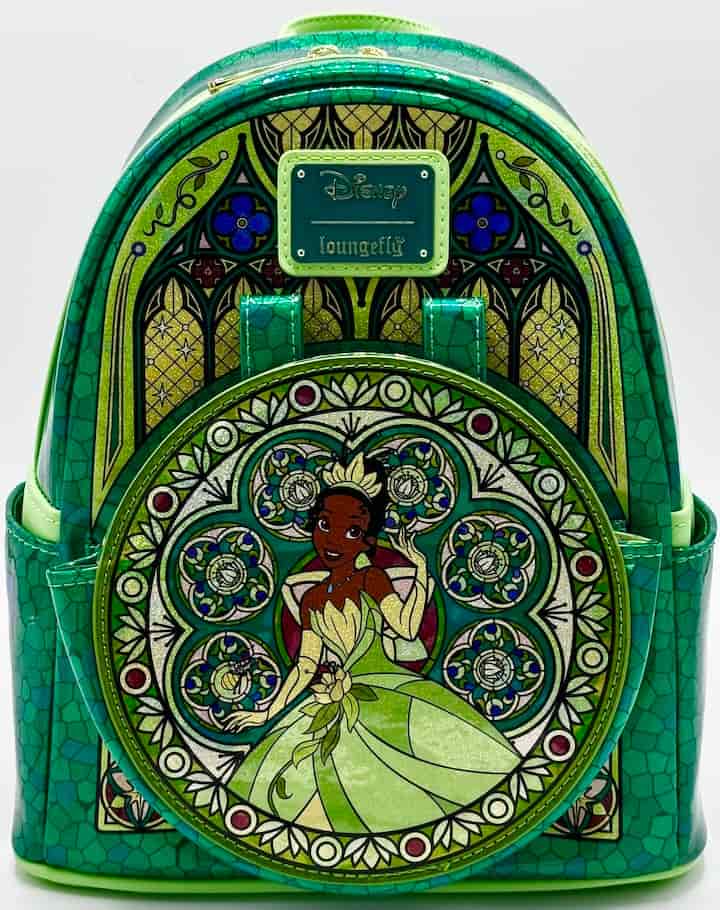 Loungefly Tiana Stained Glass Mini Backpack Disney Princess Bag Front Full View