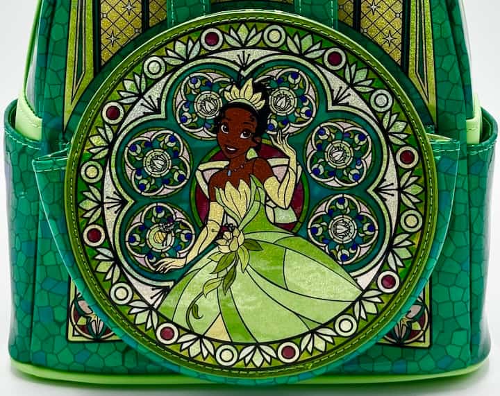 Loungefly Tiana Stained Glass Mini Backpack Disney Princess Bag Front Pocket