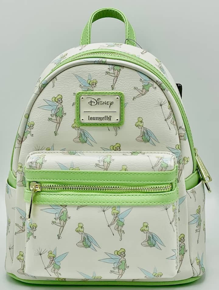 Loungefly Tinkerbell Green AOP Mini Backpack Disney Peter Pan Bag Front Full View