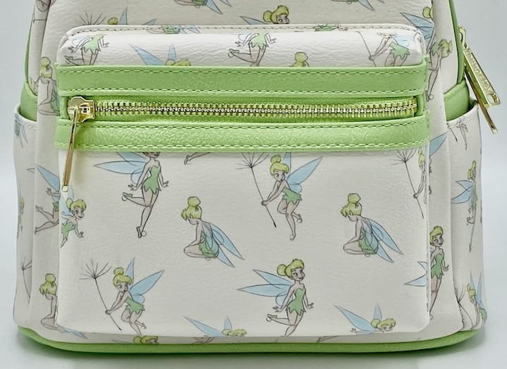 Loungefly Tinkerbell Green AOP Mini Backpack Disney Peter Pan Bag Front Pocket