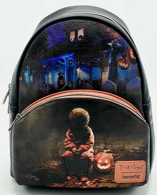 Loungefly Trick or Treat Mini Backpack Halloween Trick 'r Treat Bag Front Full View