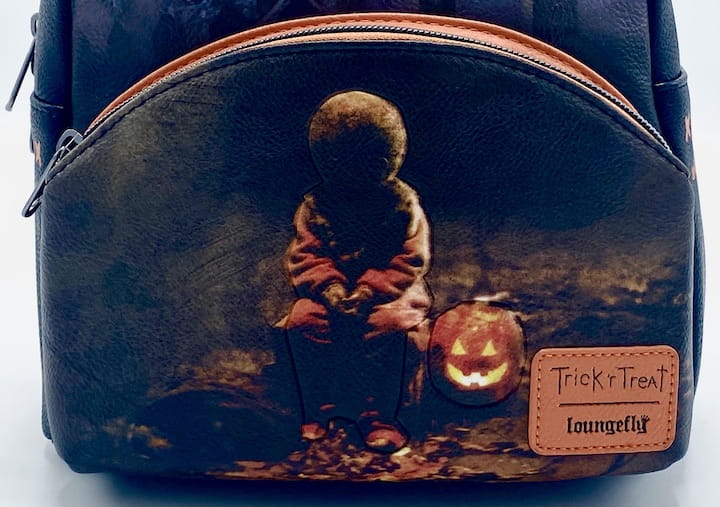 Loungefly Trick or Treat Mini Backpack Halloween Trick 'r Treat Bag Front Pocket Artwork