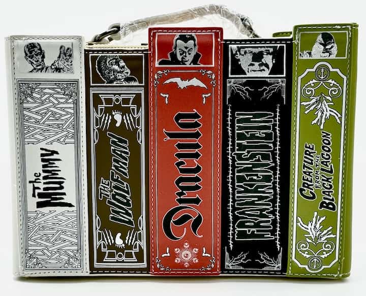 Loungefly Universal Monsters Books Collection Glow Crossbody Bag Front Full View Without Strap