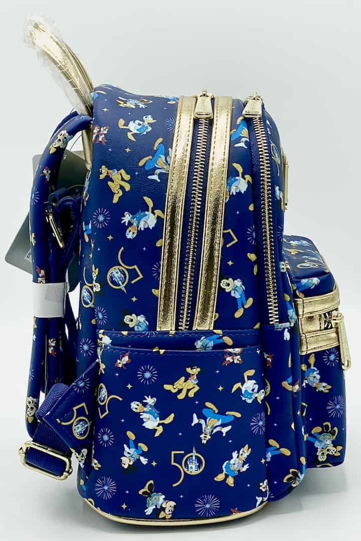 Loungefly Walt Disney World 50th Blue Mickey Friends Mini Backpack Right Side