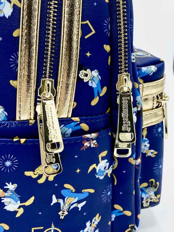 Loungefly Walt Disney World 50th Blue Mickey Friends Mini Backpack Zips