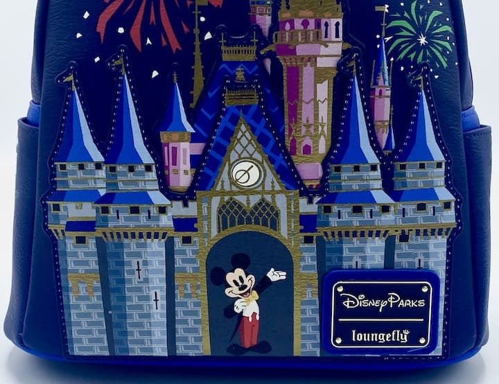 Loungefly Walt Disney World Castle Mini Backpack Parks Fireworks Front Bottom