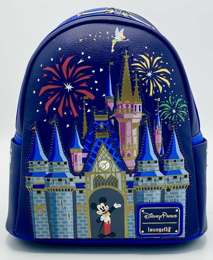 Loungefly Walt Disney World Castle Mini Backpack Parks Fireworks Front Full View