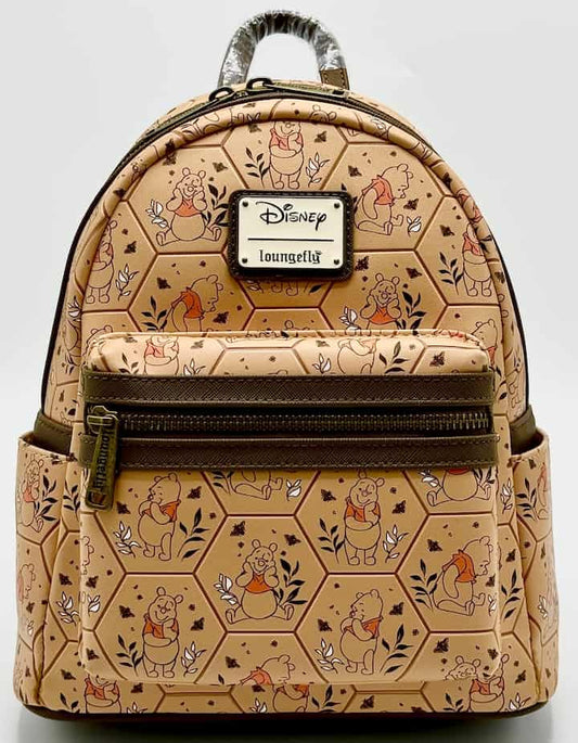 Loungefly Winnie the Pooh Honeycomb Mini Backpack Disney Bag Front Full View
