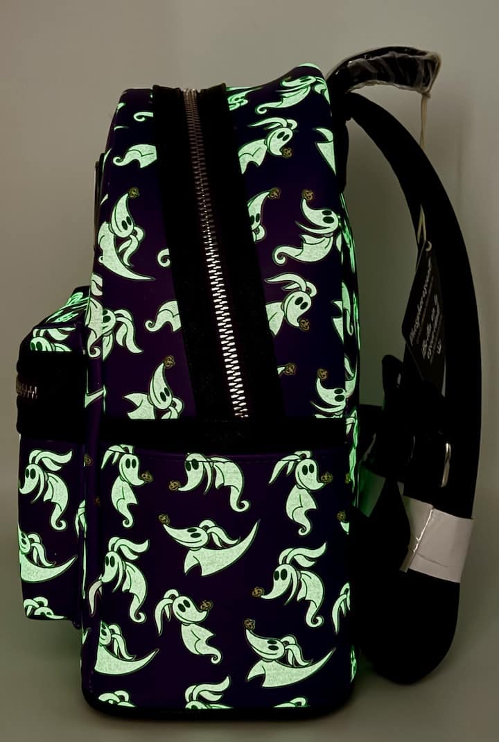 Loungefly Zero AOP Mini Backpack Nightmare Before Christmas Bag Glow In The Dark Left Side