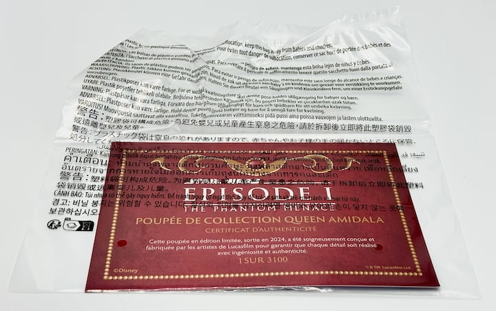 Queen Amidala Limited Edition Doll Star Wars 25th Anniversary Certificate Back