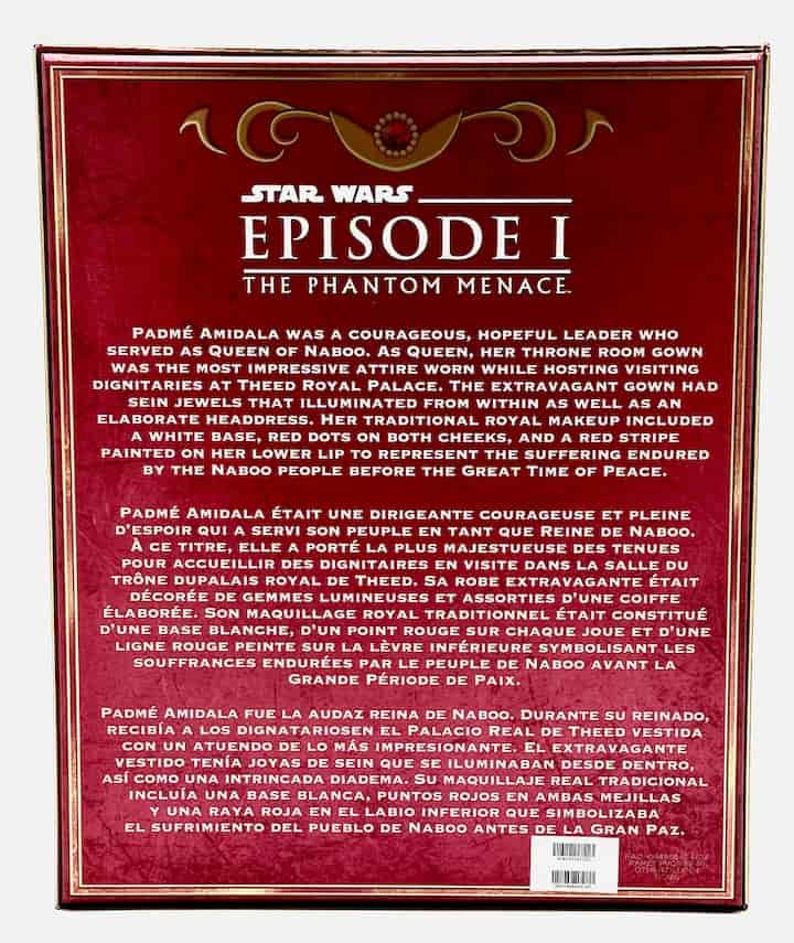 Queen Amidala Limited Edition Doll Star Wars 25th Anniversary In Box Back
