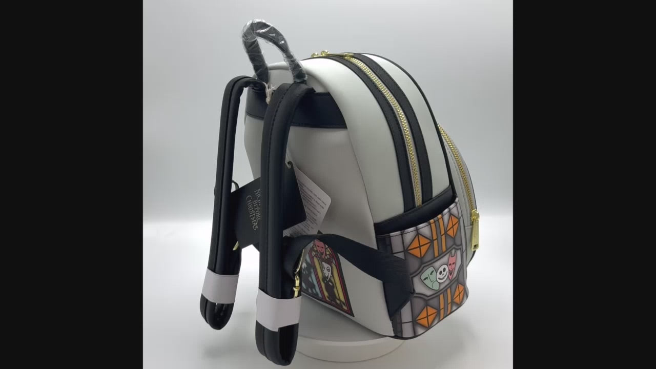 Loungefly Nightmare Before Christmas Stained Glass Mini Backpack Bag Video