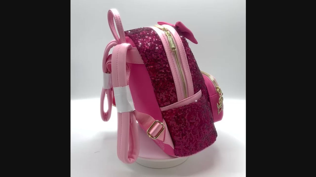Loungefly Sleeping Beauty Sequin Backpack Disney Princess Aurora Bag Video