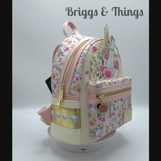 Loungefly Duchess in Paris Floral Mini Backpack Disney Aristocats Bag Video
