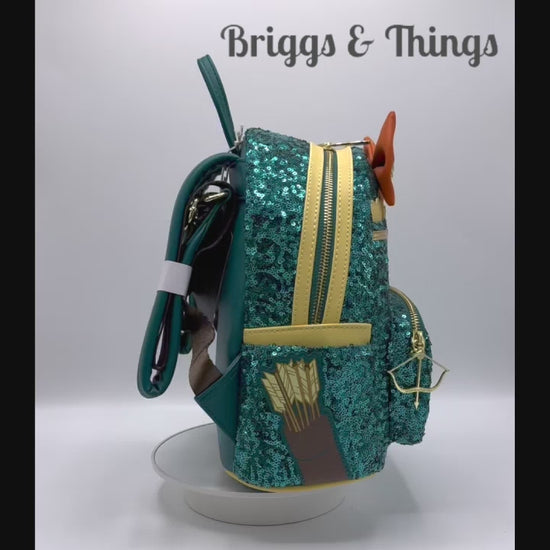 Loungefly Merida Sequin Mini Backpack Disney Pixar Brave Bag Video