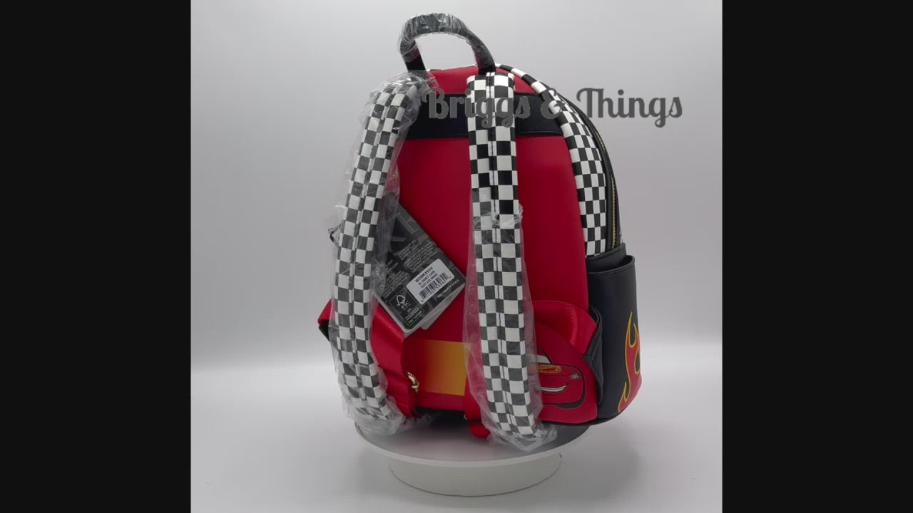 Loungefly Lightning McQueen Rusteze Mini Backpack Cars Light Up Bag Video
