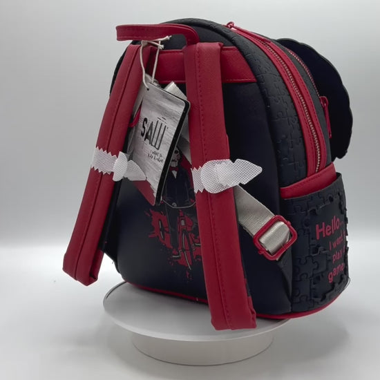Loungefly Saw Billy Puppet Mini Backpack Lenticular Cosplay Bag Video
