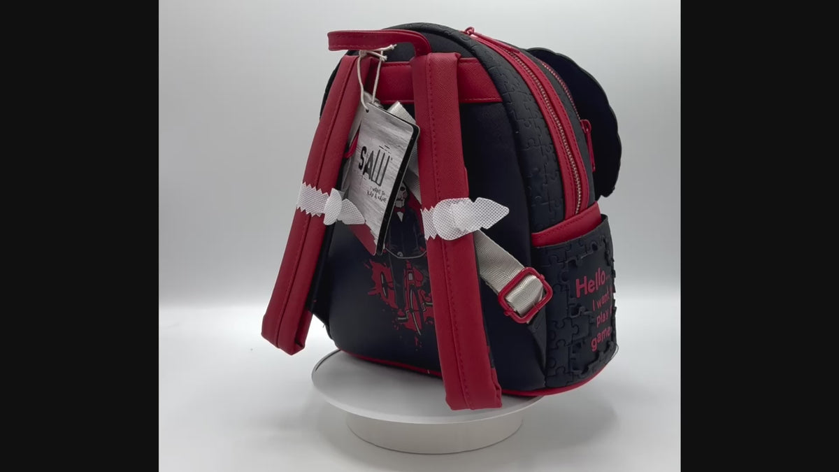 Loungefly Saw Billy Puppet Mini Backpack Lenticular Cosplay Bag Video