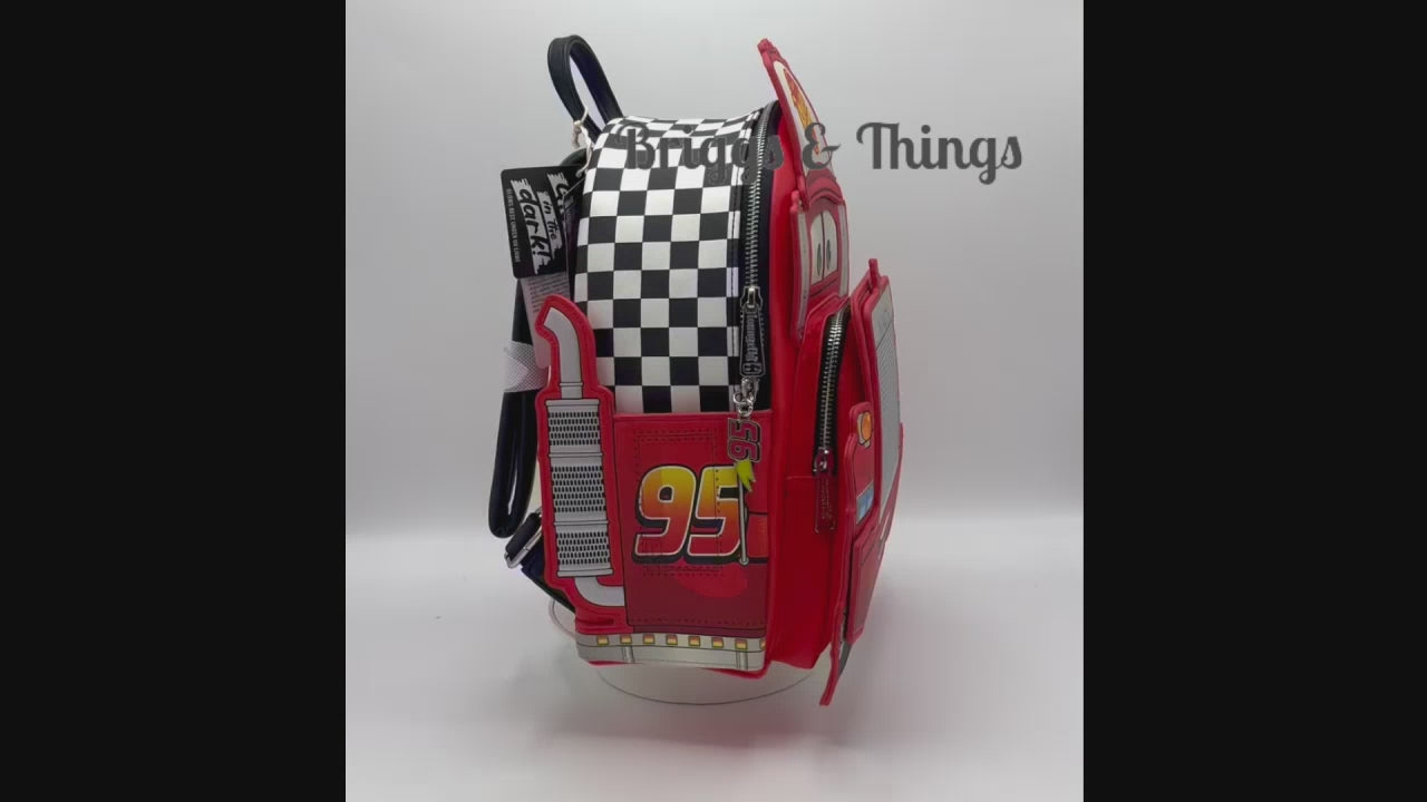 Loungefly Mack Mini Backpack Pixar Cars Truck Glow In The Dark Bag Video