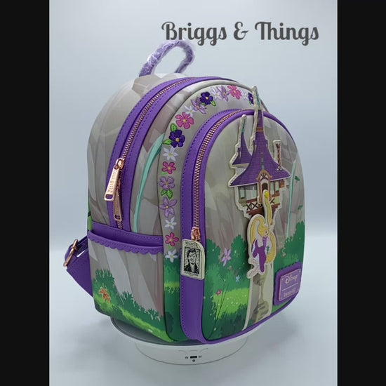 Loungefly Tangled Mini Backpack Rapunzel Swinging From the Tower Bag Video