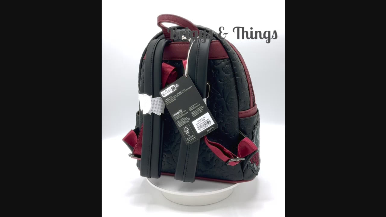 Loungefly Dark Romance Mini Backpack Books A Million Roses Skull Bag Video
