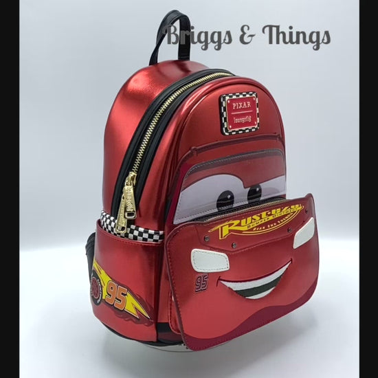 Loungefly Lightning McQueen Mini Backpack Disney Pixar Cars Bag Video