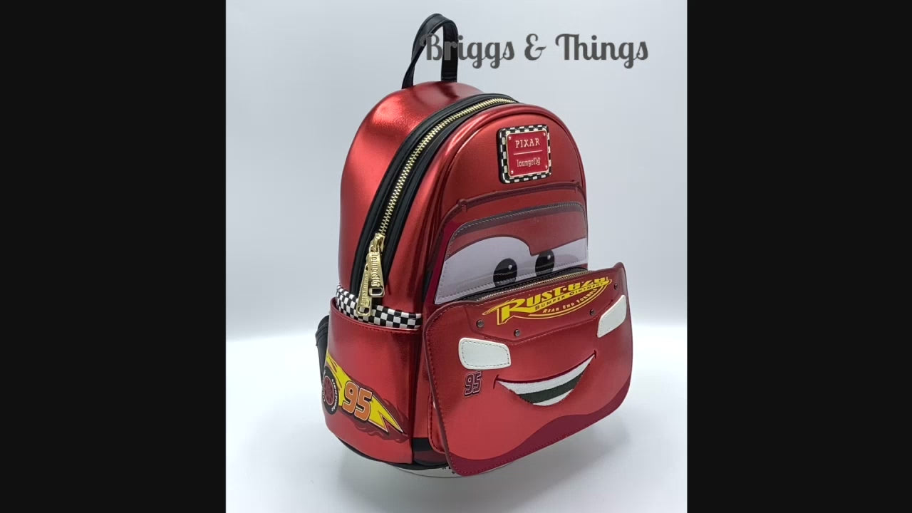 Loungefly Lightning McQueen Mini Backpack Disney Pixar Cars Bag Video