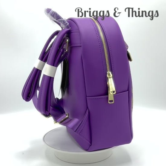 Loungefly Rapunzel Purple Gold Lantern Mini Backpack Disney Tangled Bag Video