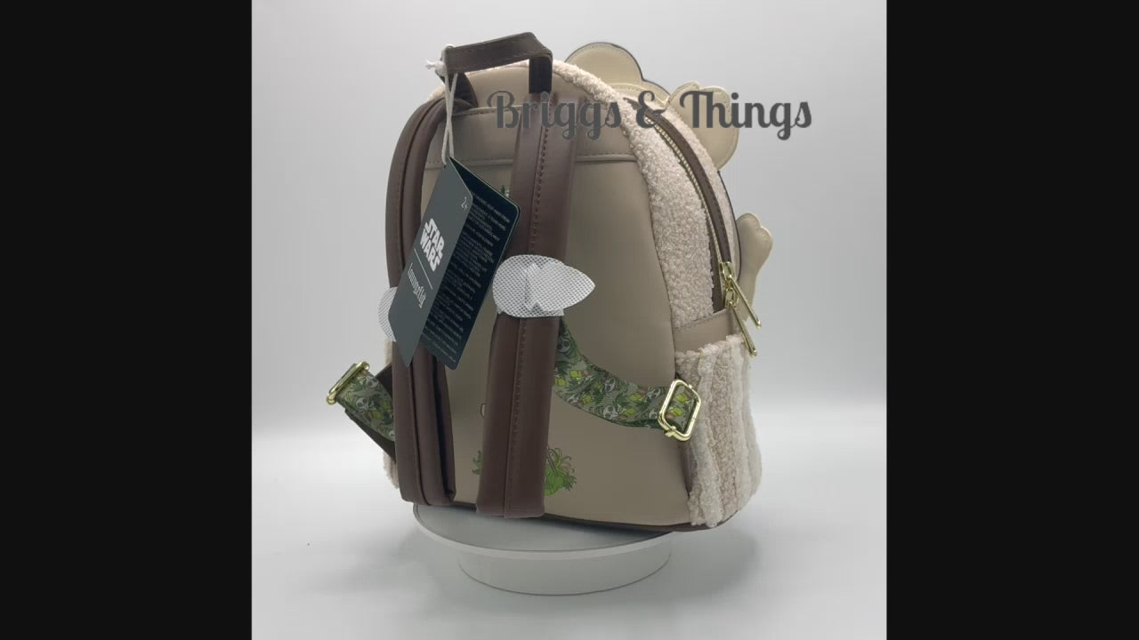 Loungefly Ewok Plush Cosplay Mini Backpack Star Wars Logray Bag Video