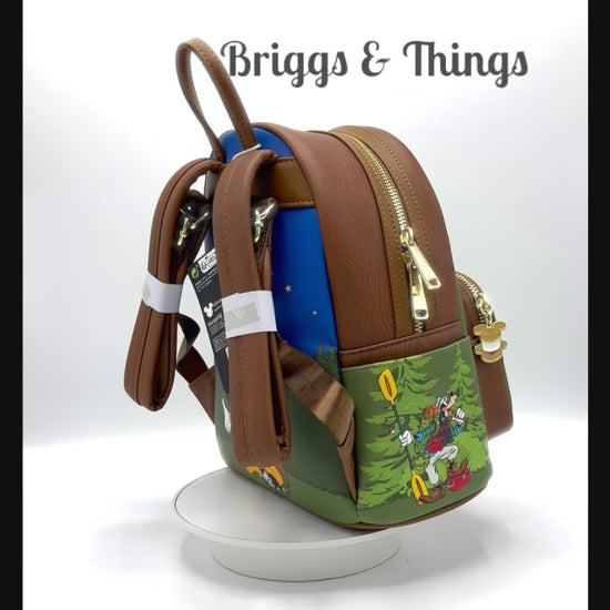 Loungefly Mickey Minnie Mouse Camping Mini Backpack Disney Bag Video
