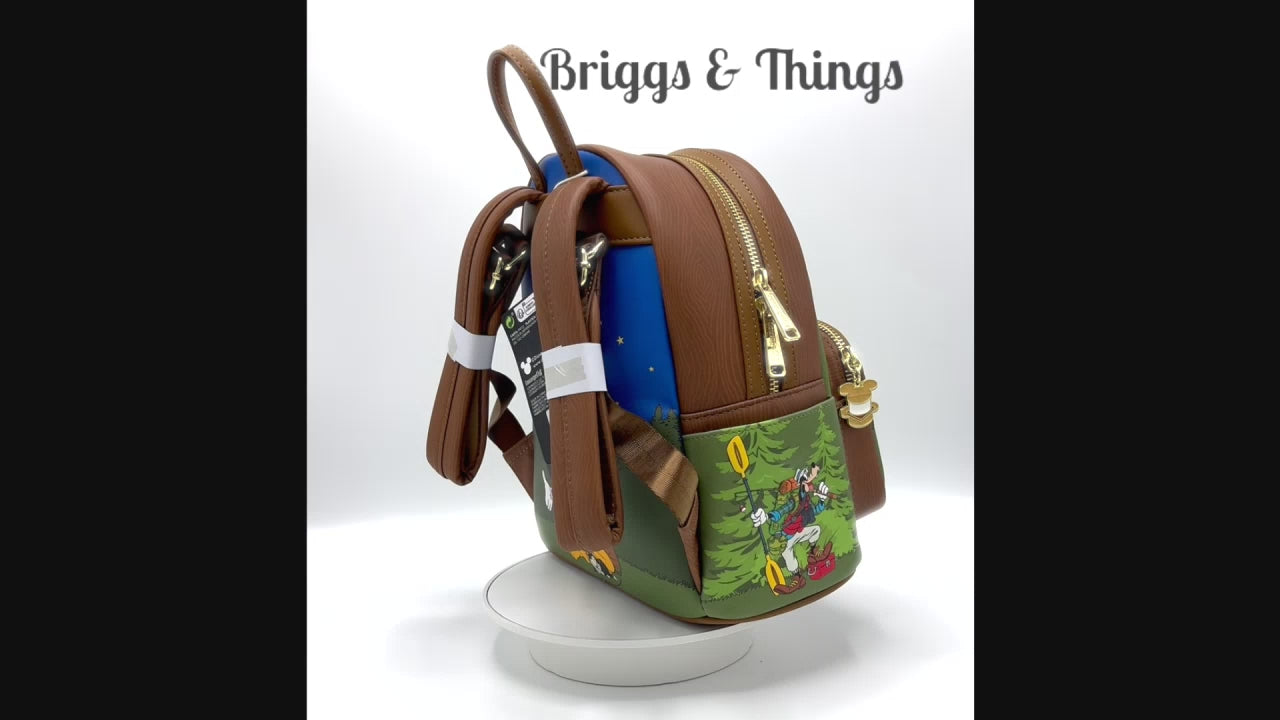 Loungefly Mickey Minnie Mouse Camping Mini Backpack Disney Bag Video