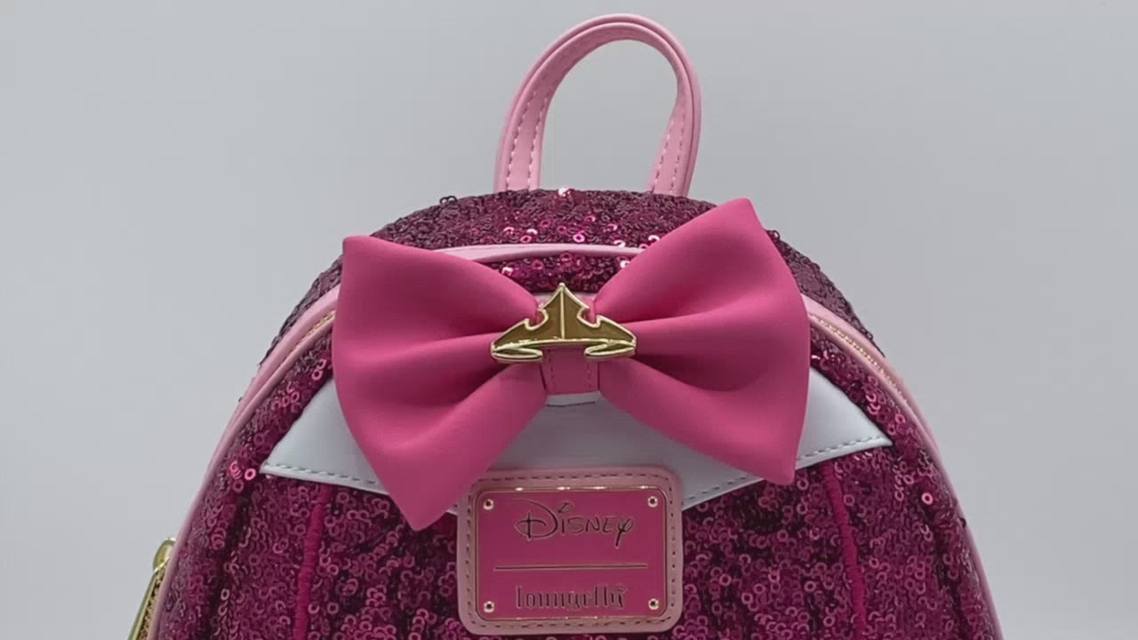 Loungefly Sleeping Beauty Sequin Backpack Disney Princess Aurora Bag Video