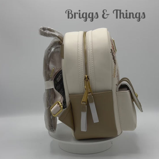Loungefly Winnie the Pooh Pocket Flap Backpack White Gold Honeycomb Video